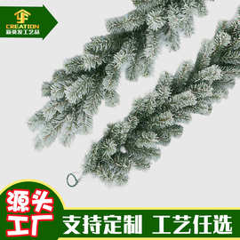 现货批发2.7米2米PVC绿色植绒圣诞藤条跨境装饰商场酒店装饰用品