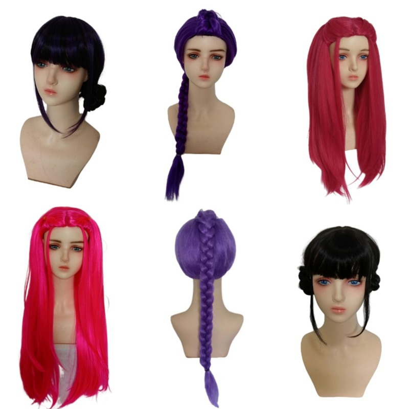 Skpop Hunter Witch Group Mirah Cos Wig Rose Red Long Straight Hair Zoe Black Braid Rumi Purple Braid New Skpop Hunter Witch Group Mirah Cos Wig Rose Red Long Straight Hair Zoe Black Braid Rumi Purple Braid New