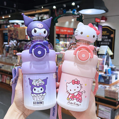 サンリオ 子供用魔法瓶カップ ガールズ プリンセス シェイキングヘッド ストローカップ 小学生 クロスボディ ポータブル 大容量カップ