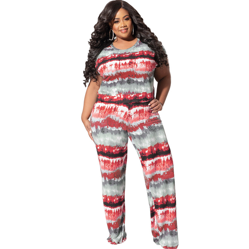 Daily Casual Stripe Polyester Pants Sets Plus Size Two-piece Sets display picture 26