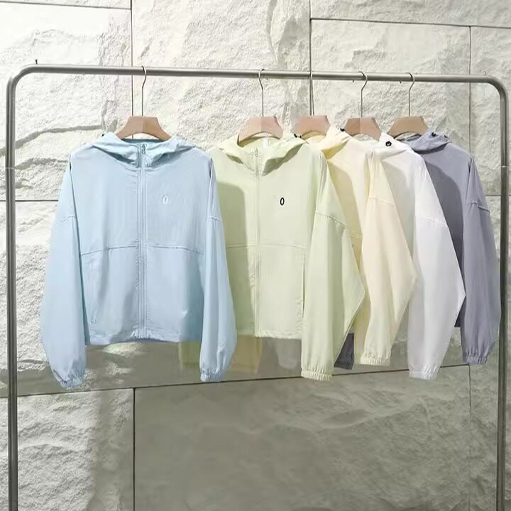 1099 Summer Women's Delicate Waffle Texture Breathable Quick-Dry Hooded Loose-Fit Sun Protection Jacket