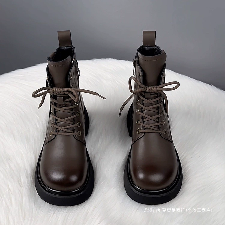 Ботинки в стиле Martens, низкая платформа, британский осенний стиль, утеплённые варианты (34–42)