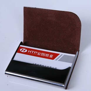 Business card case men's business gift metal leather business card holder business card storage box card box manufacturers customized