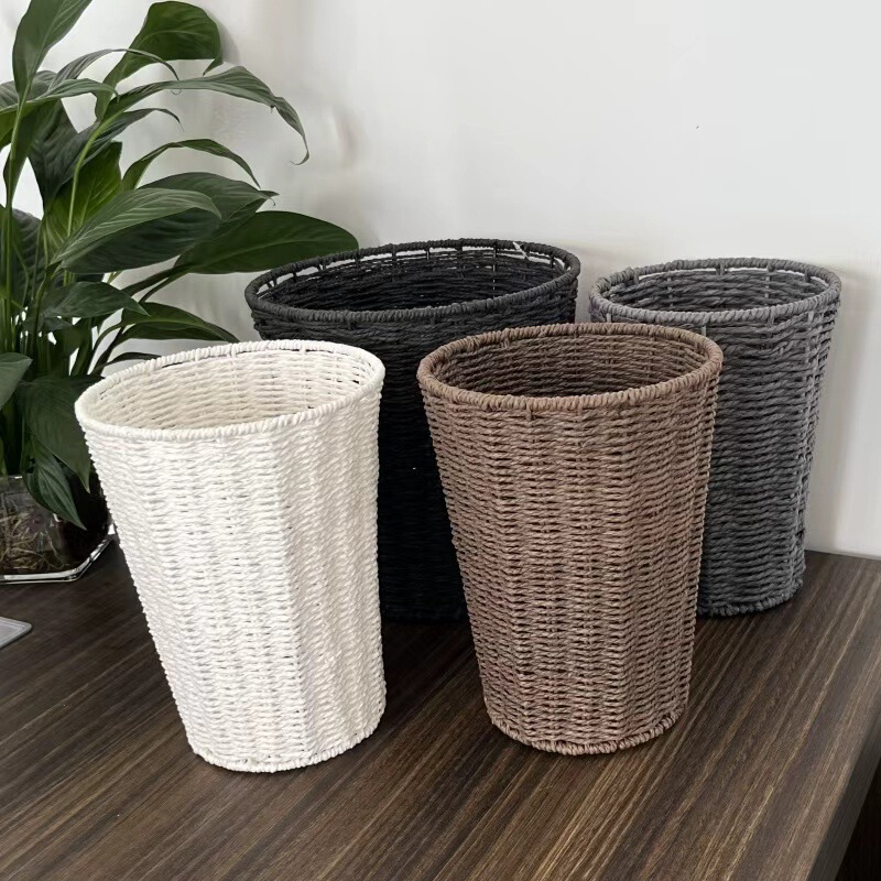Paper rope woven basket dirty clothes bucket dirty clothes basket trash bin woven basket rattan basket gray basket sundries basket