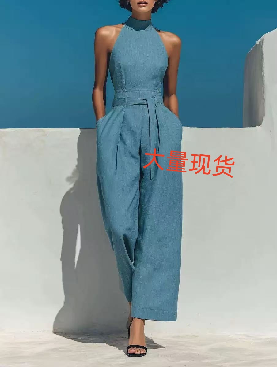 2026 nueva Europa y América Amazon transfronteriza ropa de mujer vestido de verano hombro sin mangas vestido de cintura