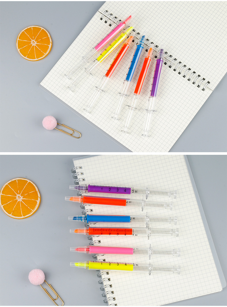 Candy Color Syringe Fluorescent Pen Cute Creative Stationery display picture 1