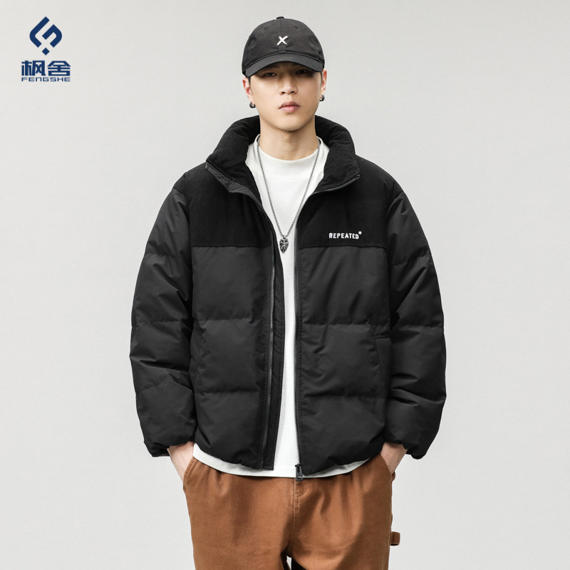 Fengshe Men's Clothing / Autumn and Winter New Men's Warm 90 Velvet down Jacket American Casual Easiest for Match Boys Handsome Jacket