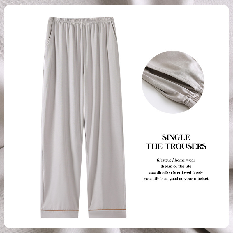Summer Men's Modal Long Pajama Pants, Home Pants, Thin Summer Style, Solid Color, Simple Casual Pants, Straight-Leg, Suitable for Wearing Outside Summer Men's Modal Long Pajama Pants, Home Pants, Thin Summer Style, Solid Color, Simple Casual Pants, Straight-Leg, Suitable for Wearing Outside