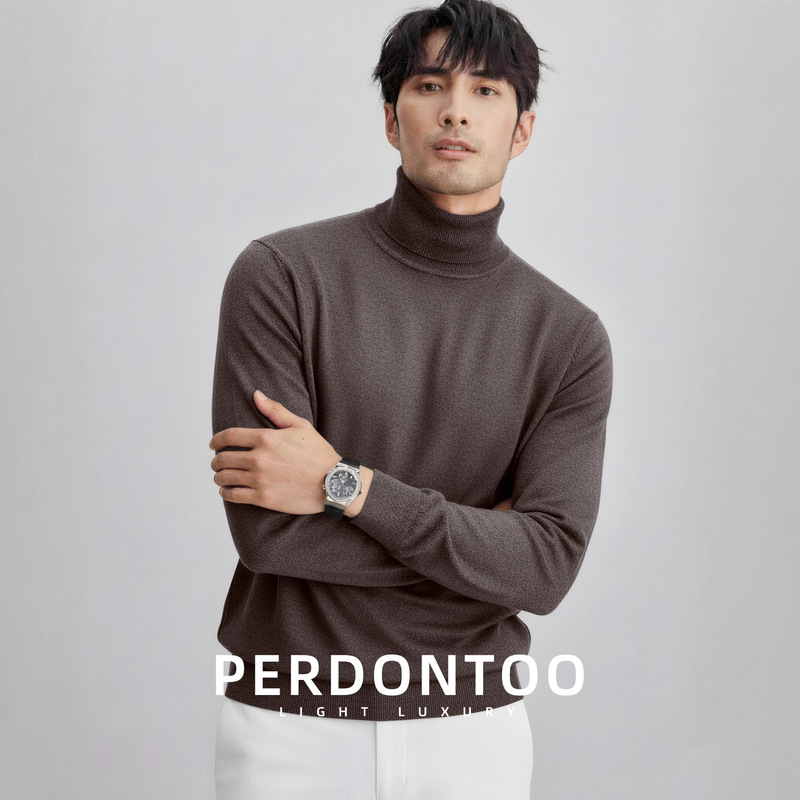 [Top Luxury Old Money Style Series] Warm Winter High Collar Heat Storage and Warm Pure Color Knitwear Men's Bottoming Casual Knitwear