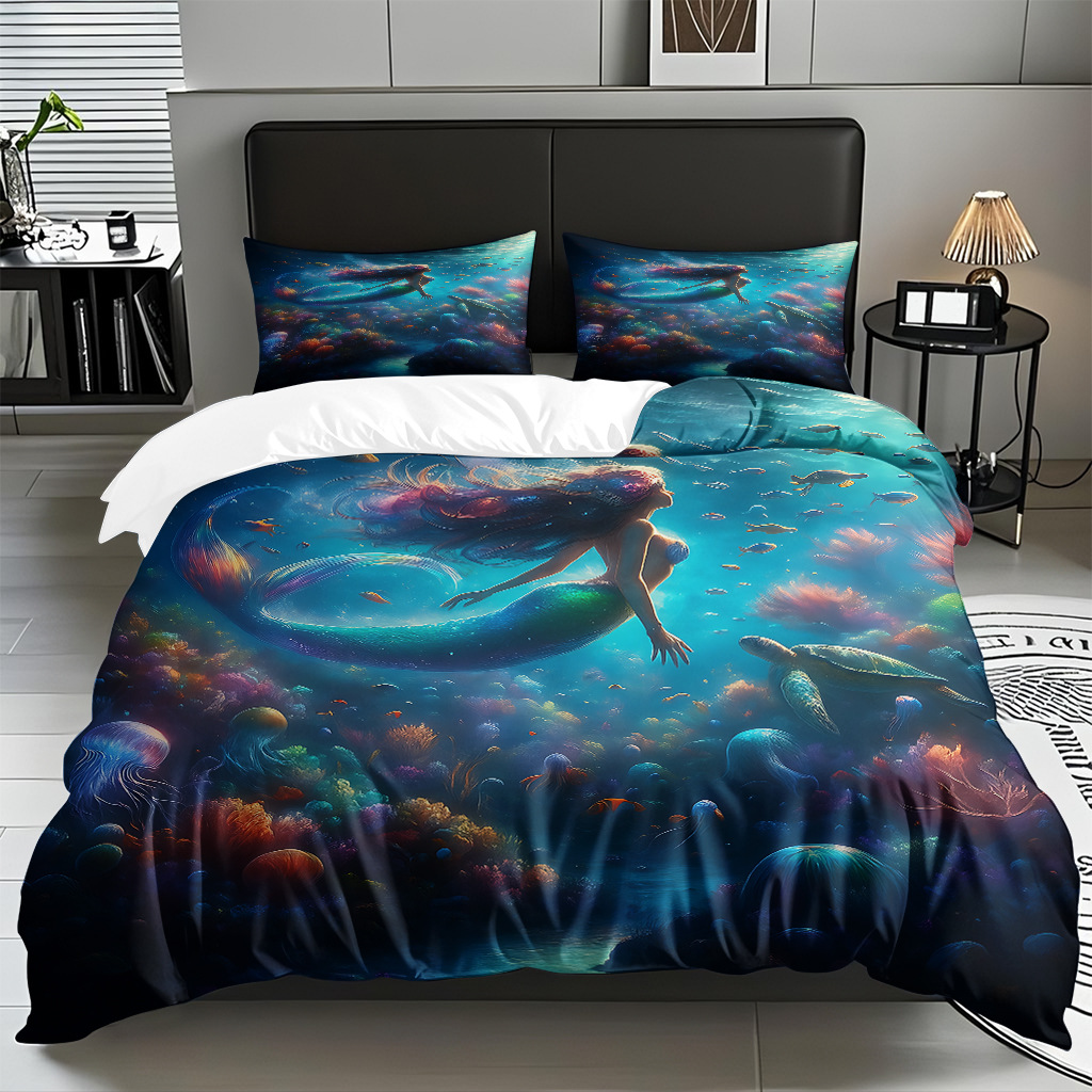 TEMU / JIT transfronterizo dibujos animados sirena digital impresión quilt kit fuente fábrica directa