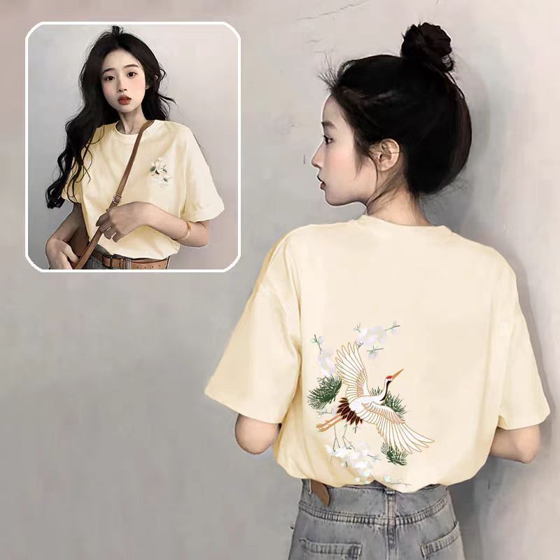 Chinese Style White Short-Sleeved T-Shirt for Women 2025 Summer New Hot Style Design Large Size Pure Cotton T-Shirt Loose Top