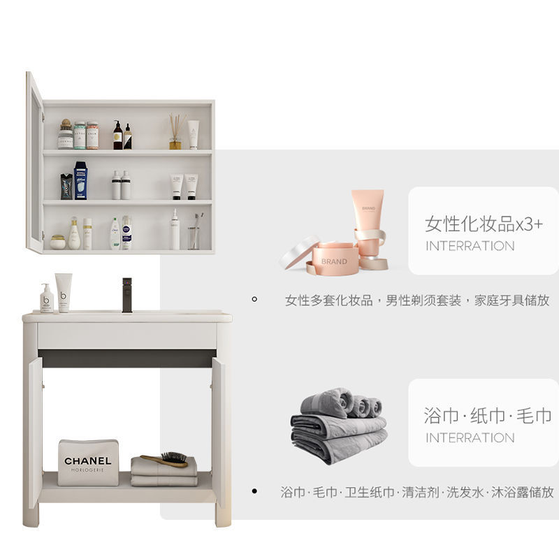 Simple moderno tipo de piso de aluminio del espacio gabinete de baño combinación de arco lavabo baño lavabo gabinete