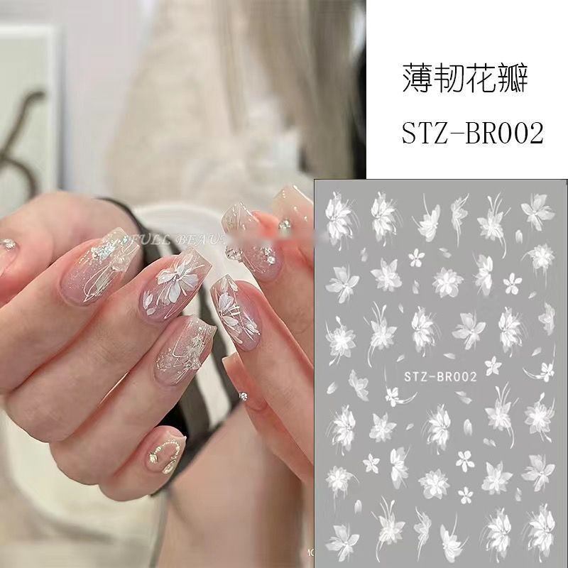 Internet celebrity New White Ice Flower Camellia nail stickers popular cherry flower stickers small pattern adhesive nail stickers Internet celebrity New White Ice Flower Camellia nail stickers popular cherry flower stickers small pattern adhesive nail stickers