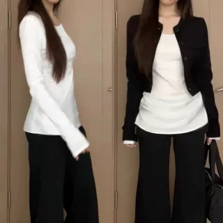 白色内搭打底衫中长款遮屁股加长修身上衣长袖女2025新款秋冬穿搭