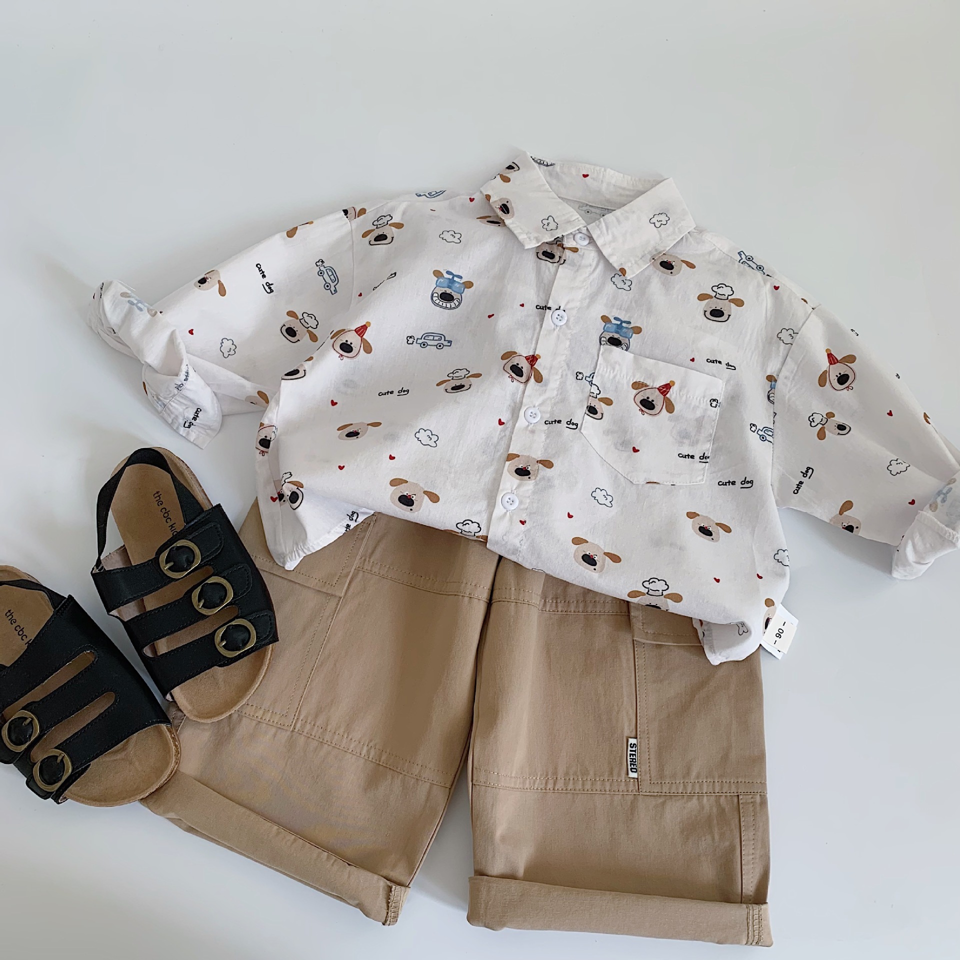 Camisas para niños Mai Bao 2025 otoño niñas y niños lindos dibujos animados perros camisas de manga larga ropa de otoño bebé cabello