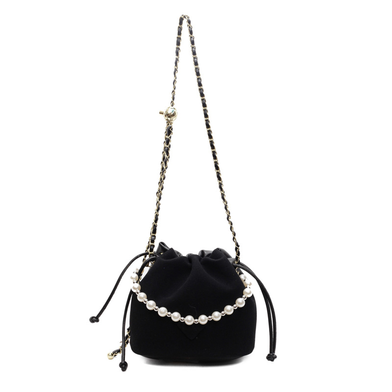 Bolso de cubo de textura transfronteriza 2025 nuevo bolso de mujer bolso de hombro esmerilado retro bolso de mensajero con cadena de cuentas