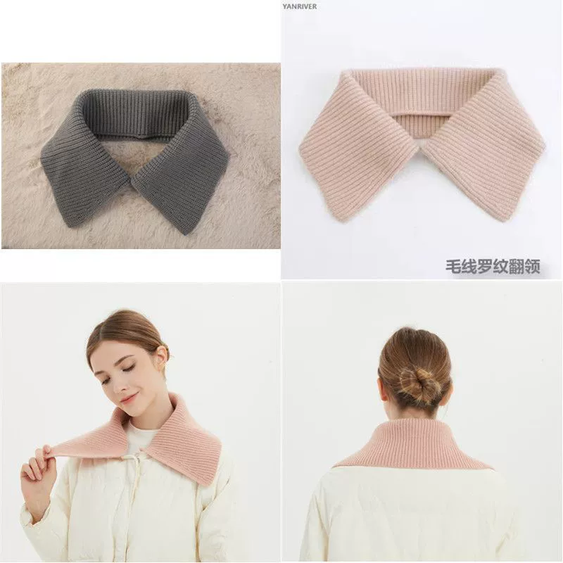 Волосатый трикотажный ребрикообразный воротник с заостренным воротником осенью и зимой