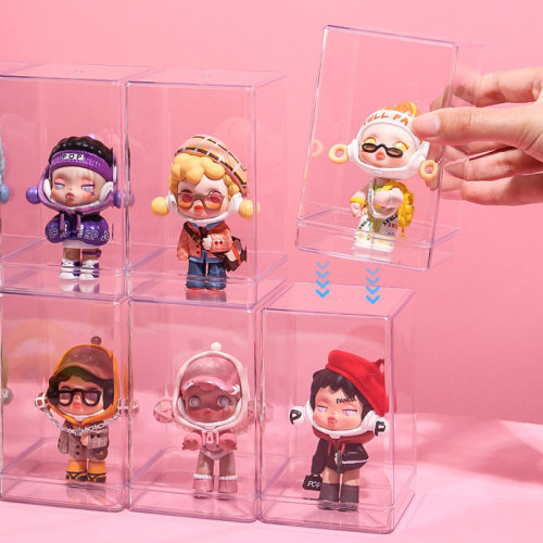 Blind box storage display stand single transparent doll figure box scene bear sight hot bubble mart display box