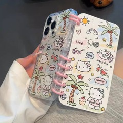 涂鸦KT猫小新适用苹果16手机壳iPhone15promax翻盖笔记本14书本13