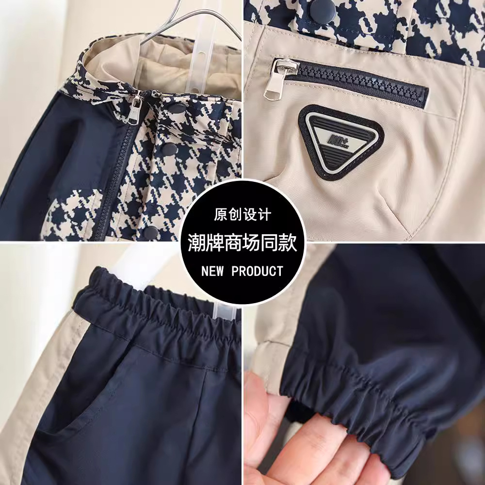 6204 traje de chaqueta para niño 2025 primavera y otoño nuevo estilo ropa para niños abrigo de otoño mono para bebé de dos piezas