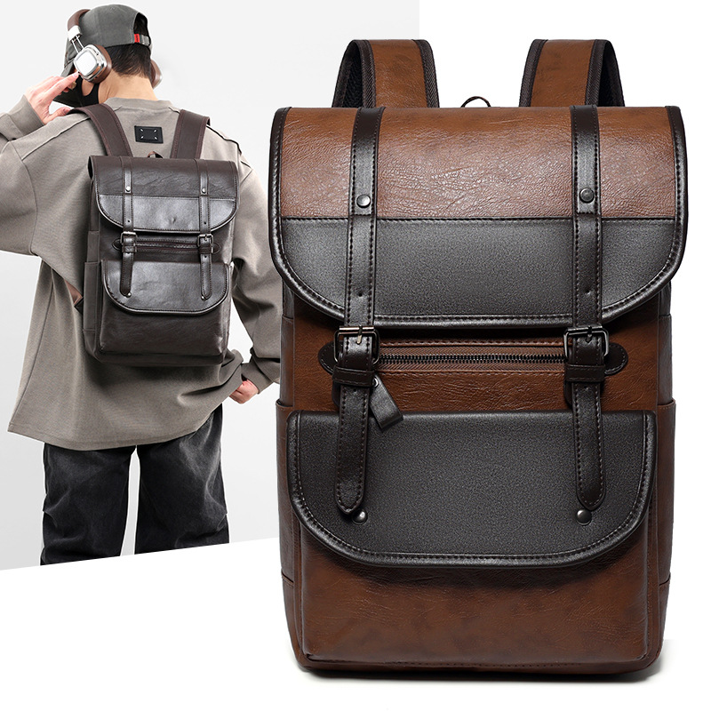 Cross-Border 2026 Fashion Backpack for Men, Trendy Retro Men's Business Laptop Backpack, Travel Large-Capacity Backpack