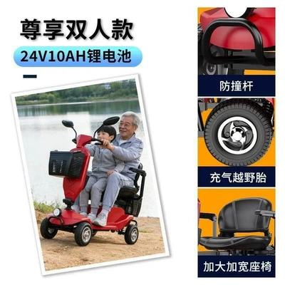 Low-Speed Travel Aid Vehicle for — Qatlanan elektrik velosipedlər - grandfather-and-grandson-model-with-windshield-lithium-battery-10adoubleabout-50-miles