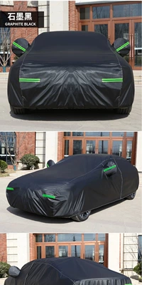 Car clothing – Insulation, and Rainproof - sedan-specify-model-in-message-black-thickened-spunlace-cotton-velvet-will-not-tear