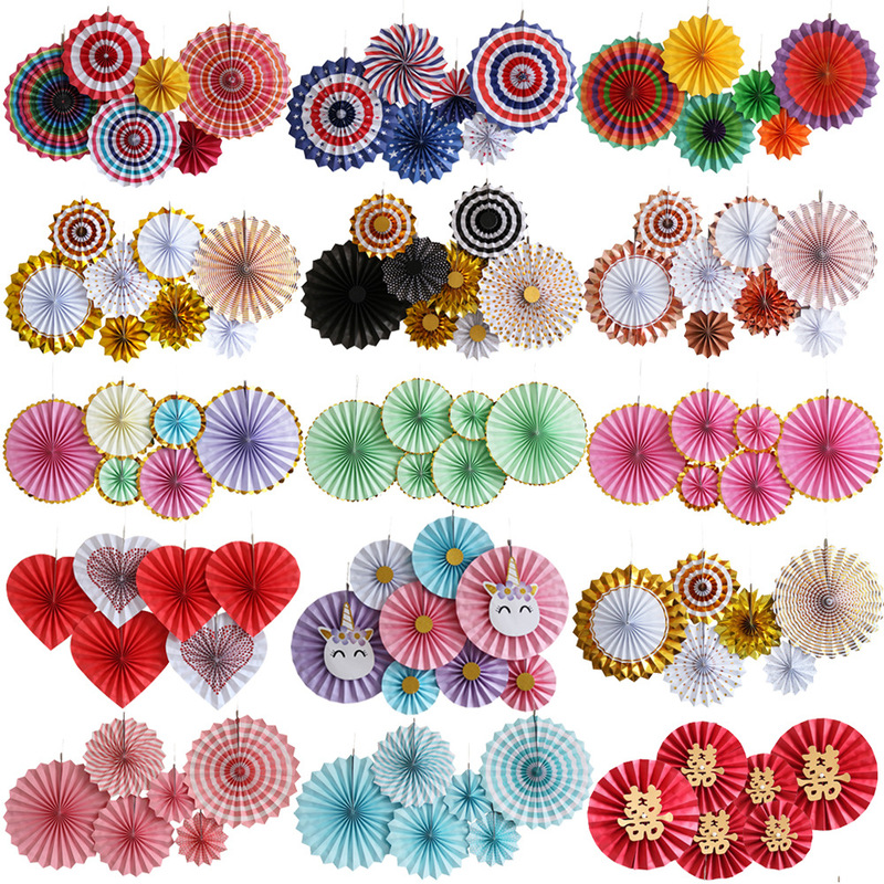 Paper Fan Decoration Paper Background Wall DIY Paper Flower Set Shopping Mall Hanging Decorations Window Display Birthday Wedding Garland