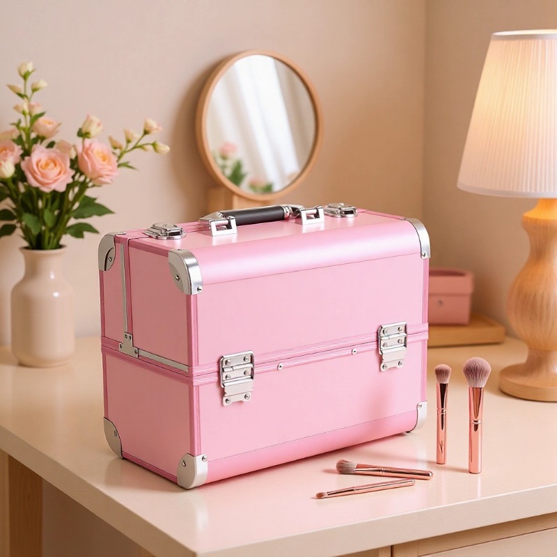 Caja de maquillaje multifuncional, maquillaje de gran capacidad, maquillaje de manicura, bolsa de maquillaje de almacenamiento portátil, especialista en maquillaje