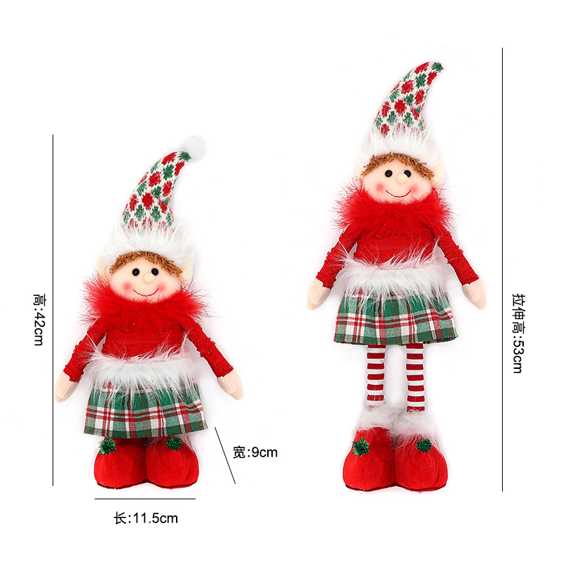 Navidad muñeca de nieve de alce piernas retráctiles muñeca gorra de punto ventana decoración marrón explosivo transfronterizo