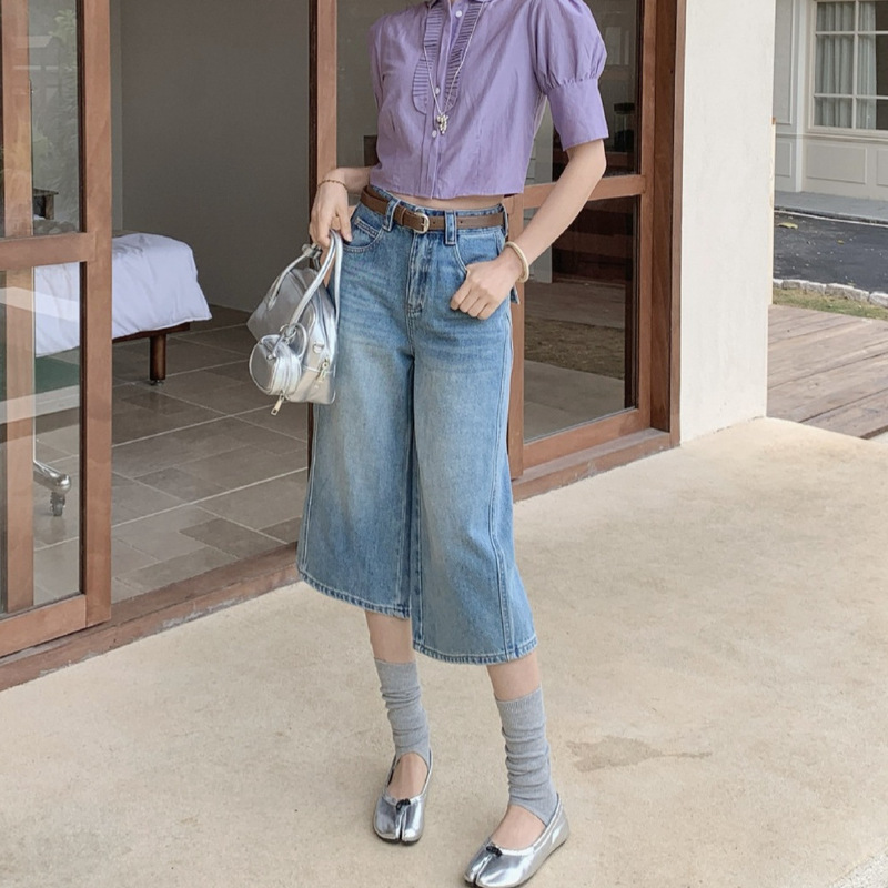 26 Spring New Collection: High-End Thirteen Lines Style Cropped Jeans for Men and Women, Slim Fit, Loose Straight Leg, Casual Wide Leg Pants