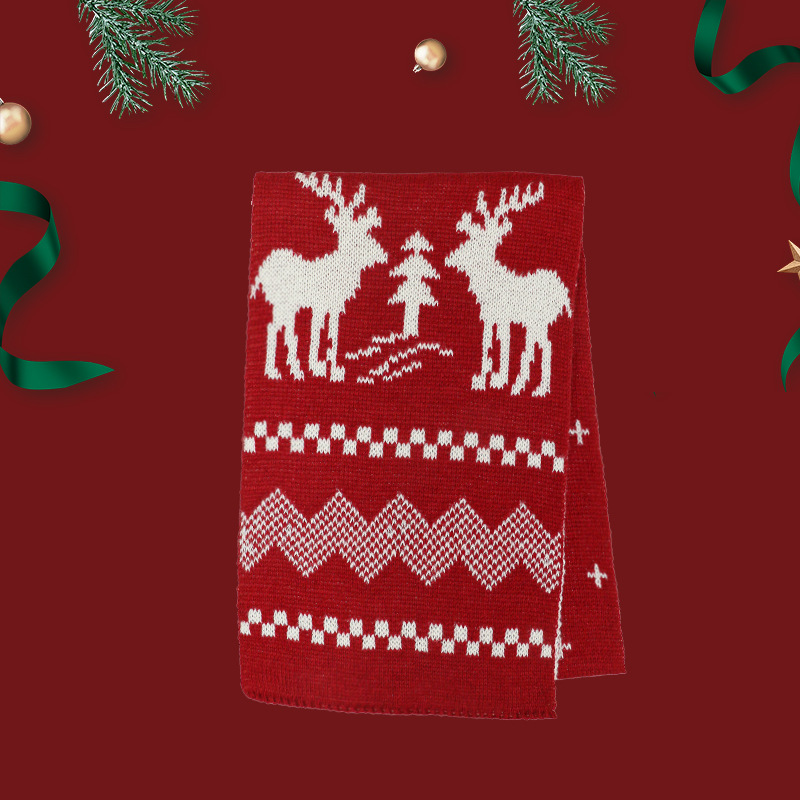 Cadeau d'anniversaire : écharpe rouge, plaid d'hiver pour femme, couple polyvalent, fil tricoté pour le Nouvel An et Noël, col haut de gamme_voghion.com