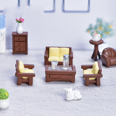 Micro-Landscape Resin Crafts Imitation Furniture Series Miniature Sofa Coffee Table Bedside Table Stool Water Dispenser Clock