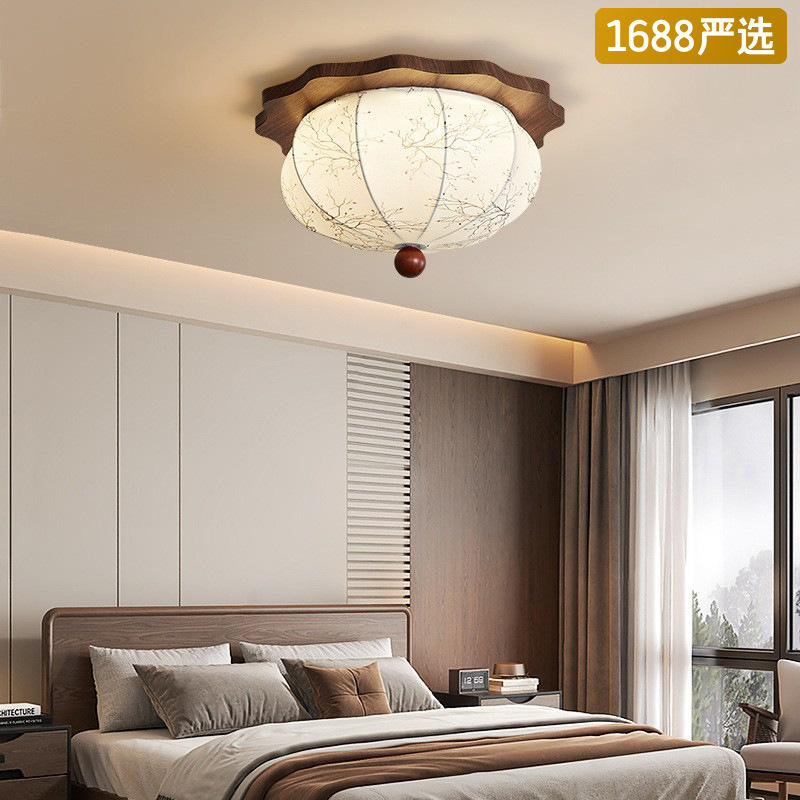 [Estrictamente seleccionado] Tela de impresión de estilo medio francés Cálido retro color nogal dormitorio principal habitación lámpara de techo