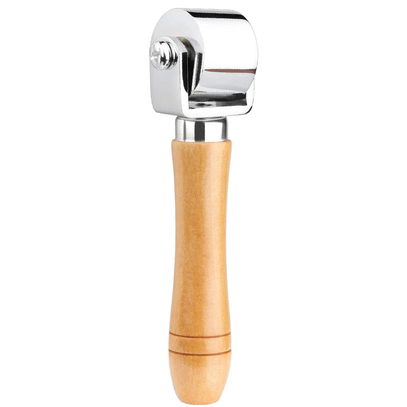 Original mango de madera rodillo rueda de empuje rodillo herramienta de prensado de cuero rodillo de borde oscuro borde grande rodillo de hierro