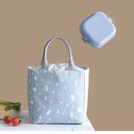 新款韩国饭盒袋仿麻束口保温包手拎男女学生带饭午餐包保鲜野餐包