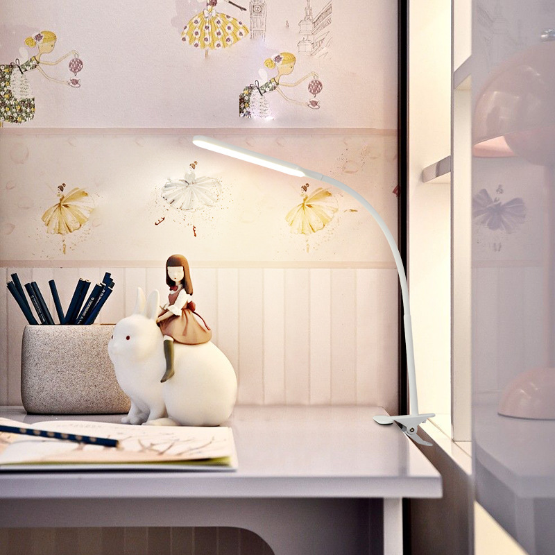 LED夾燈 學(xué)生宿舍書桌插電無極調(diào)光臥室床頭護(hù)眼夾子式臺燈