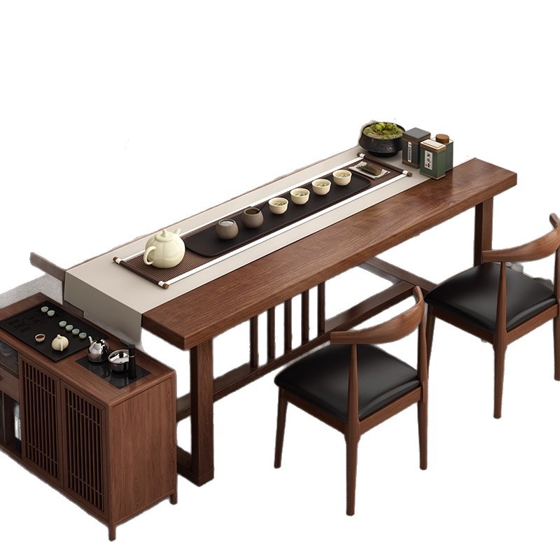 Nueva mesa de té de estilo chino combinación de mesa de té de tabla grande de balcón doméstico mesa de té de oficina simple pierna de madera sólida mesa de té