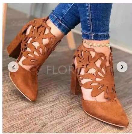 Sandalias bajas para mujer verano 2020 Nuevas sandalias esmeriladas de Punta hueca de cuero suave para mujer botas de mujer de tacón grueso sandalias romanas para mujer