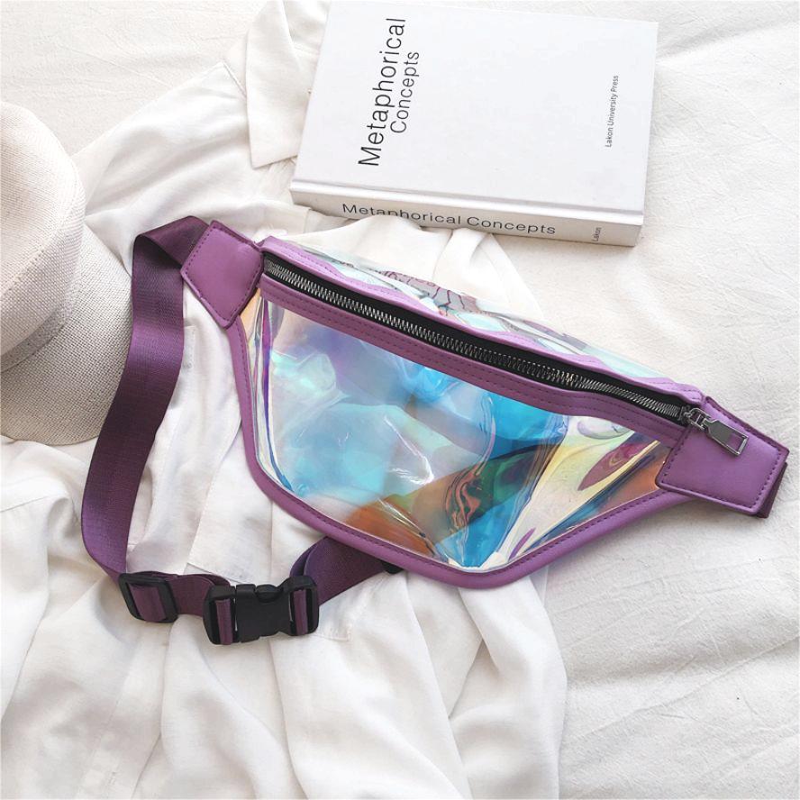 Zipper Closure Type Single Shoulder Strap Strap Type Women's Streetwear Solid Color PVC Waist Bags