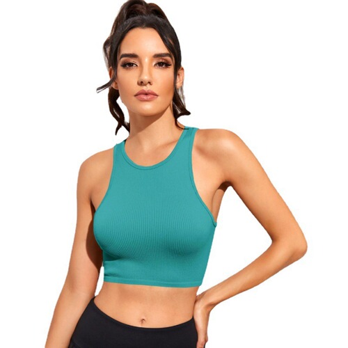 Women's Yoga Top Western Style Sleeveless Sports Backless Tank Top No Bra Padding Loose Breathable Sexy Seamless Knit Fitness Top