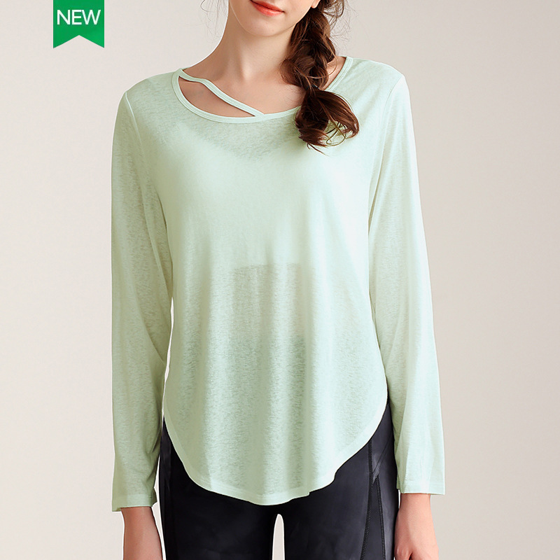 Tencel Snowflake Loose Breathable Yoga Wear Blouse Women's Casual Running Sports Top Long Sleeve Fitness Wear T-shirt