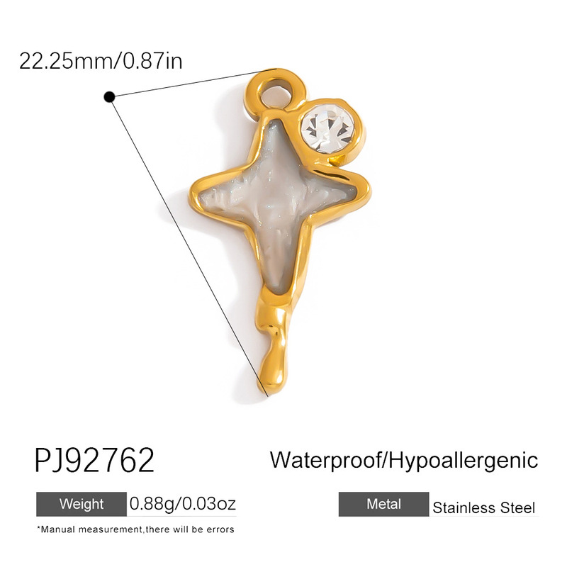 跨境不锈钢饰品配件复古油画风滴油爱心立体花朵星星diy项链吊坠|undefined