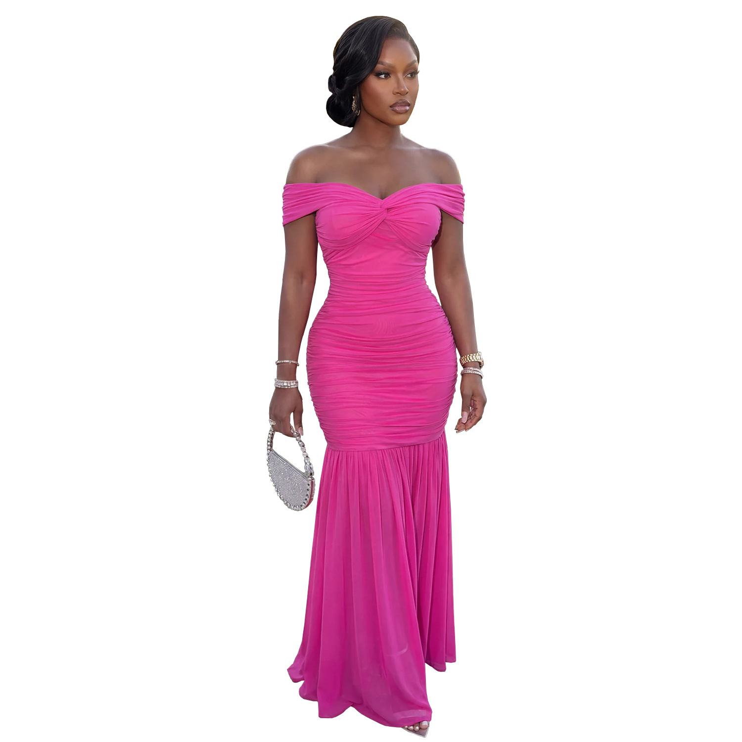 C7660 Aliexpress transfronterizo amazon ropa de moda europea y americana de mujer sexy malla de color sólido vestido de cintura image 8