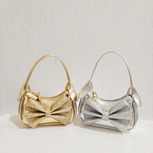 2025新款儿童包包甜美可爱蝴蝶结小孩手提包镭射镜面男女童单肩包