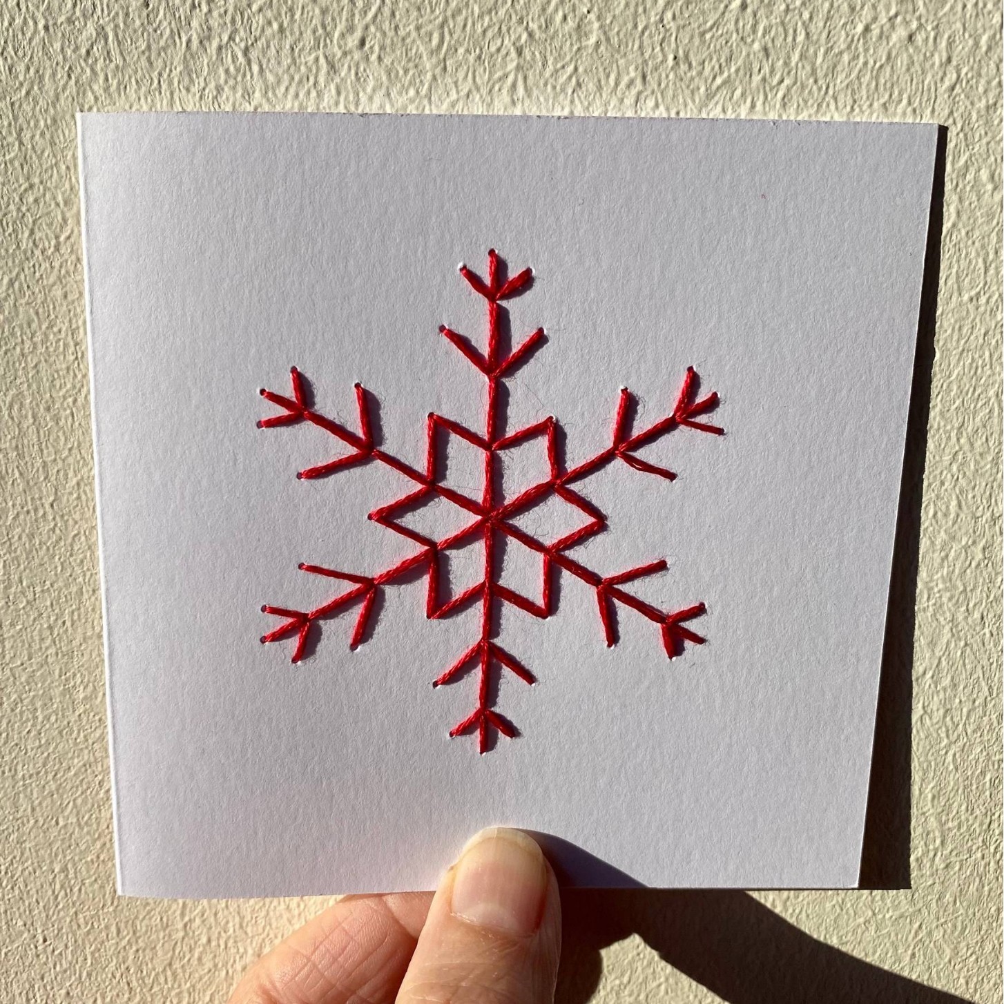 [자수 축하 카드] 크리스마스 레드 눈송이