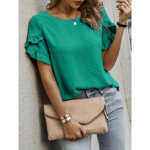 D 93144 Solid Crew Neck Short Tee ��ɫԲ����� T ���羳