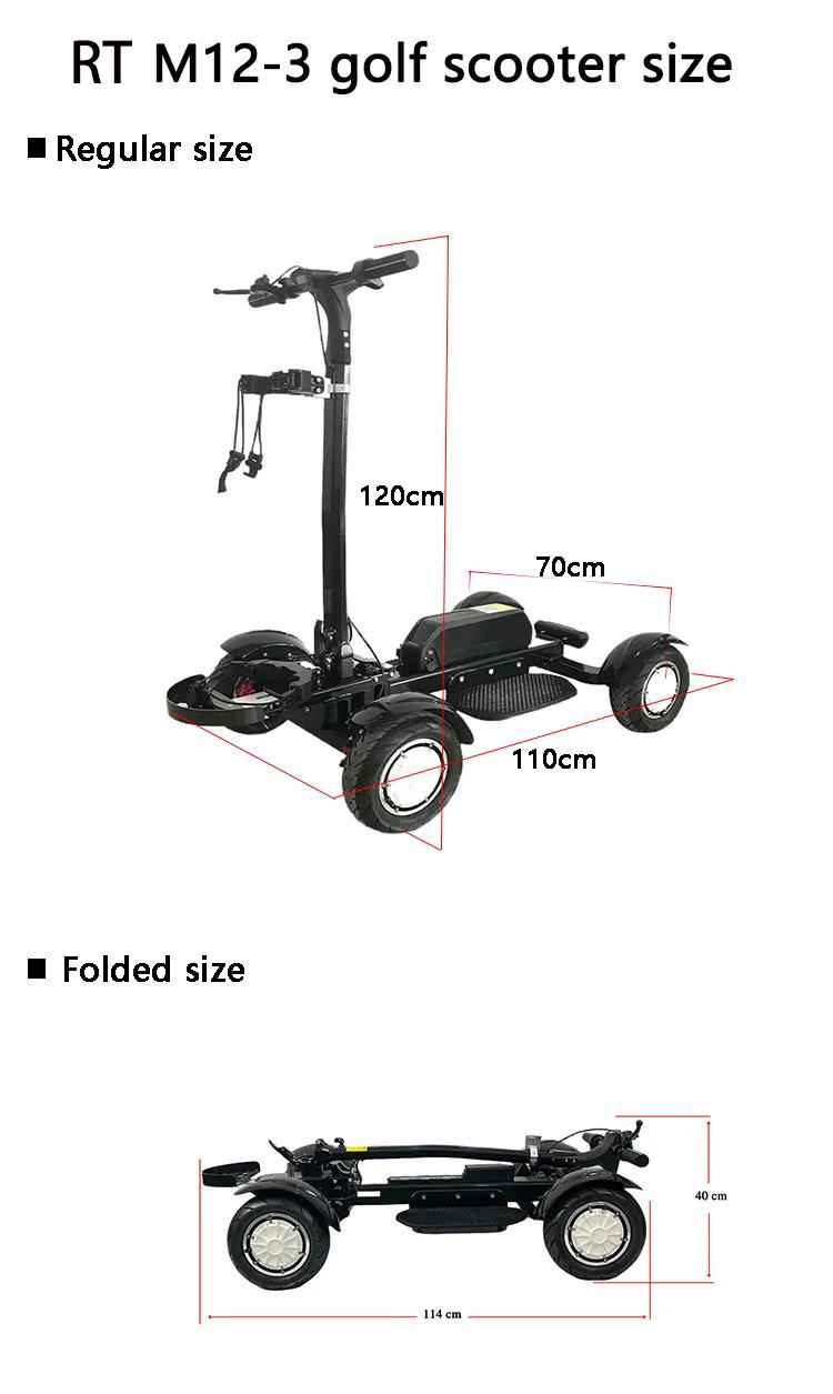 Retuol Four-Wheel Electric Golf Cart Scooter Foldableable and Detachable for 18 Holes Drop Shipping
