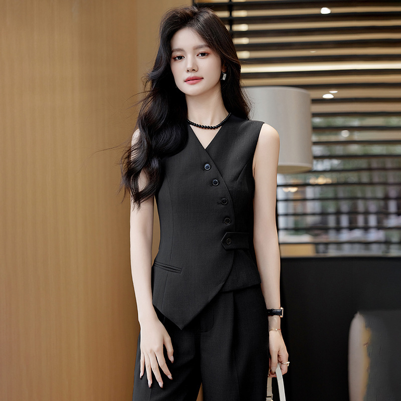 ChicShe Frühling und Herbst Neues koreanisches Anzug-Set mit Weste, figurformender Wirkung, hoher Taille und langer Hose, zweiteilig, modisch und elegant für Damen._voghion.com