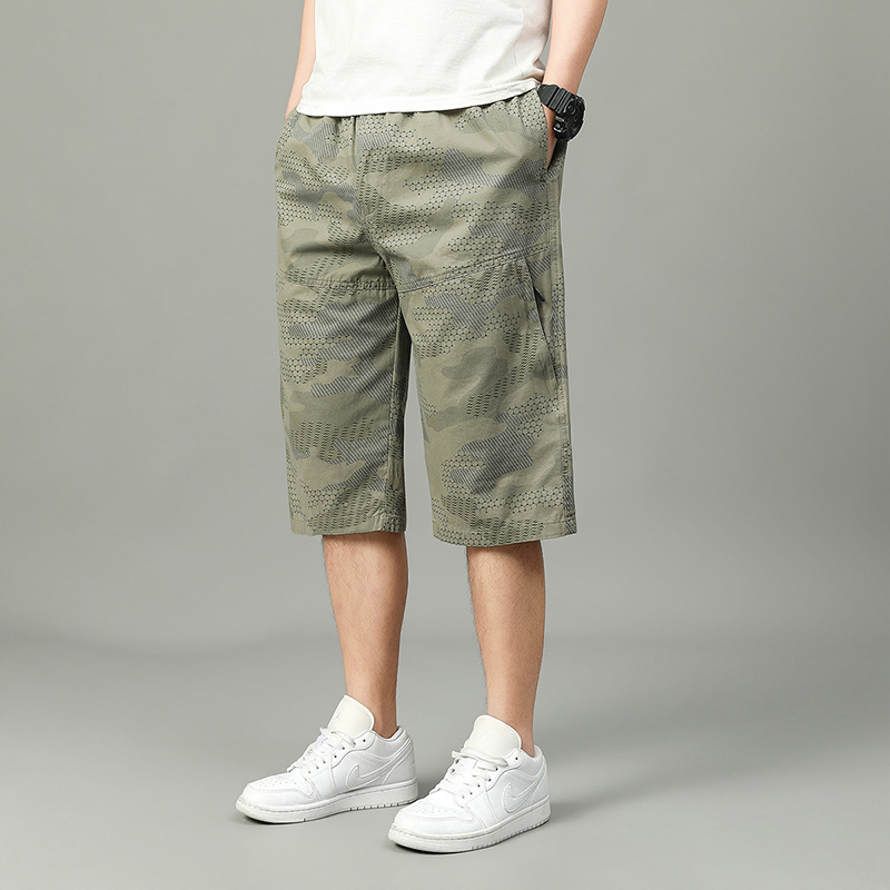 Cross-Border Wholesale of New Summer Casual Sports Cotton Camouflage Men's Summer Home Wear Cropped Pants Manufacturer